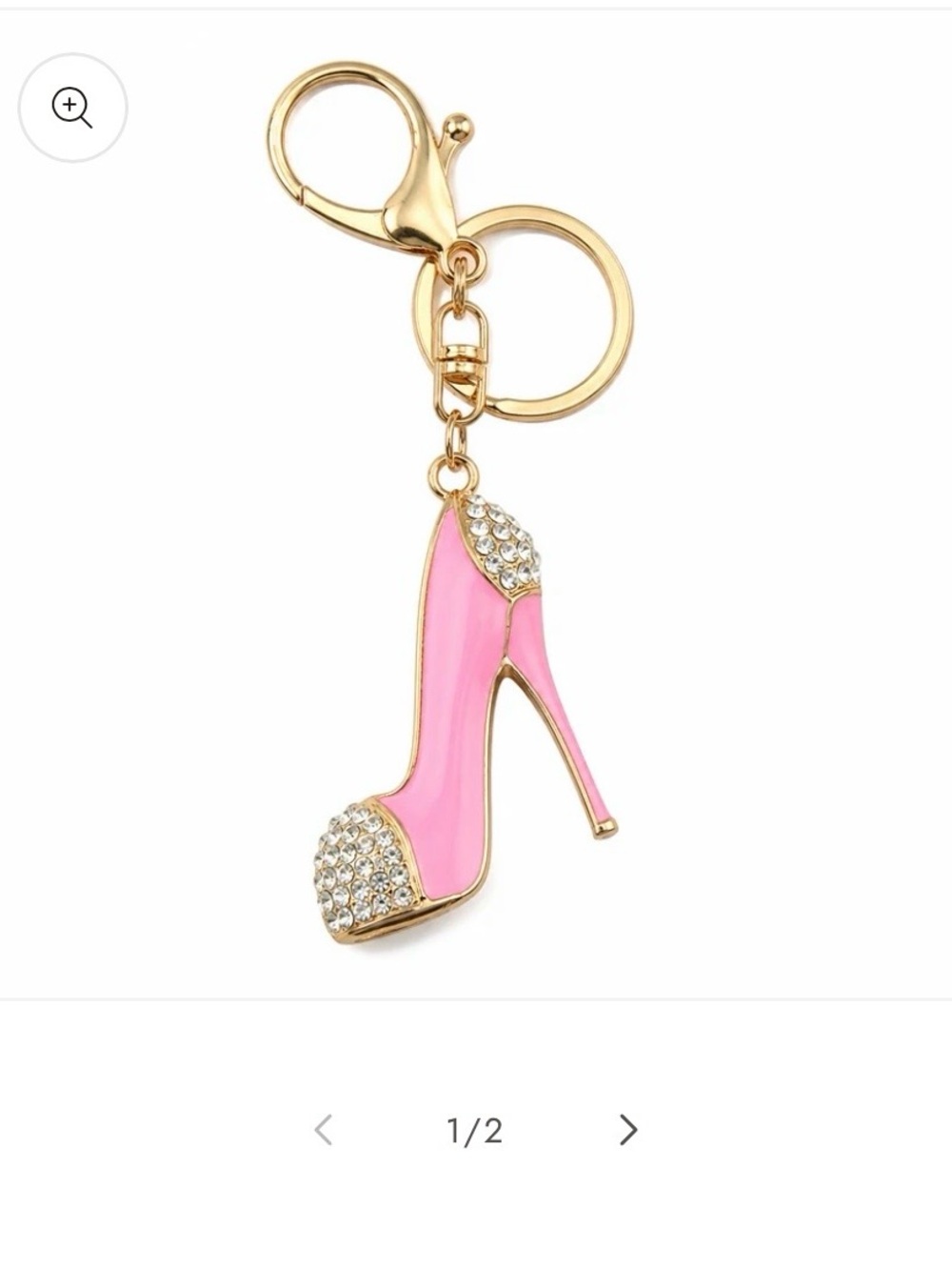 Gold & Pink High Heel Keychain Charm - Women's Accessory